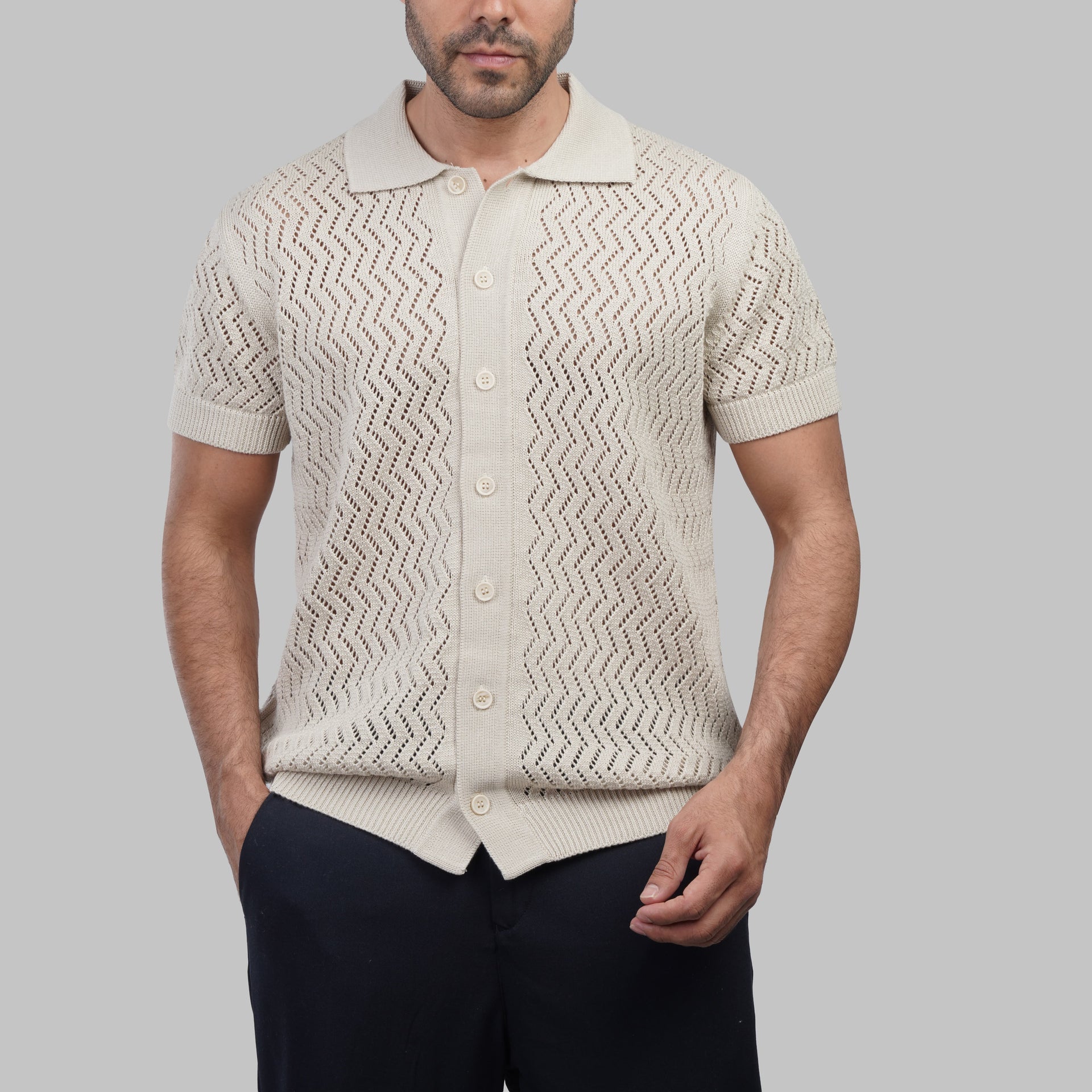 TEXTURED KNIT POLO SHIRT