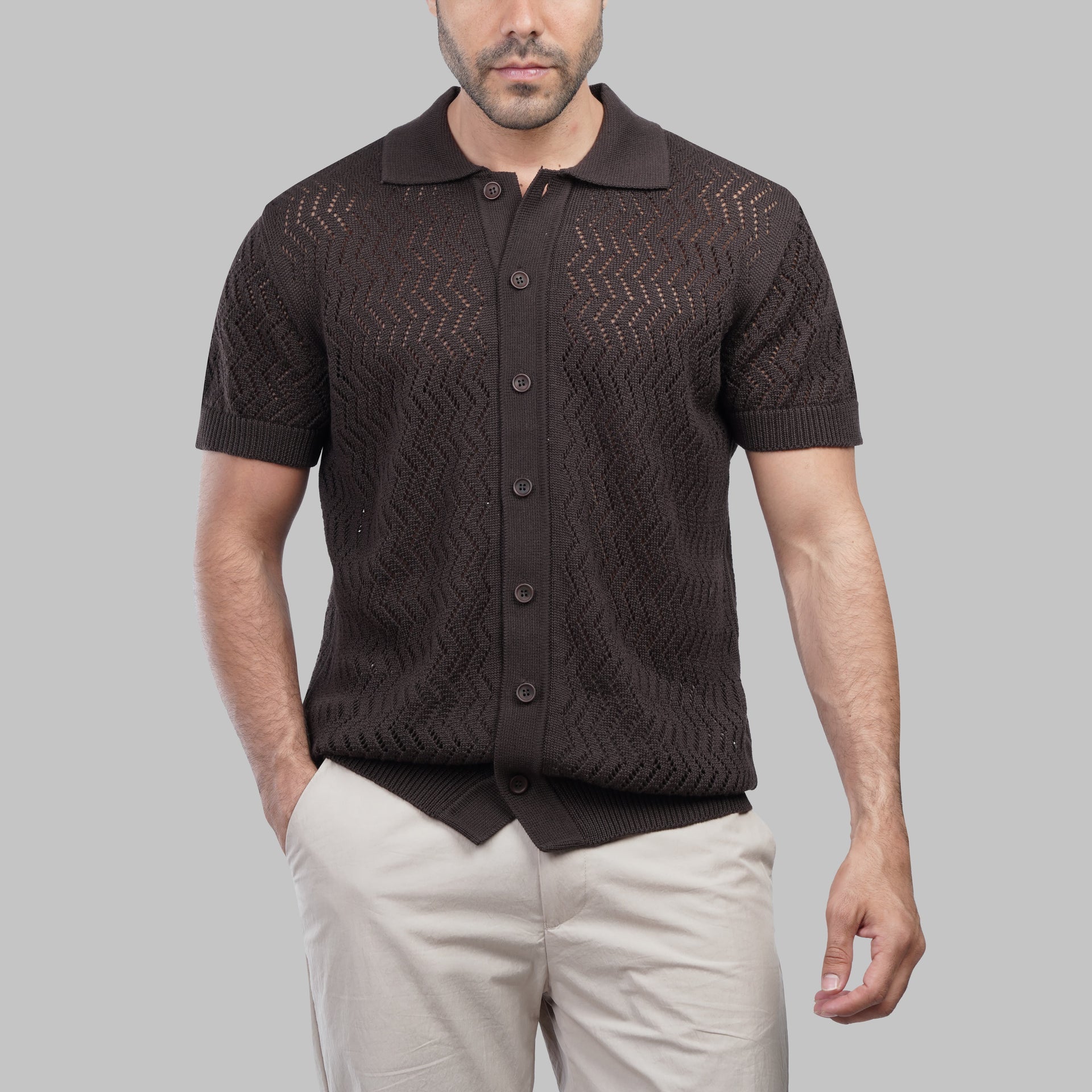 TEXTURED KNIT POLO SHIRT
