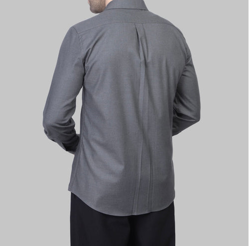LONG SLEEVE WOOL SHIRT- CHARCOAL